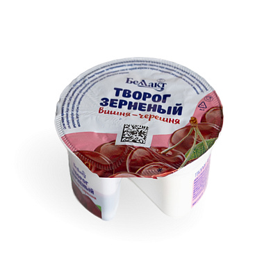 Творог зерненый с вишней в полимерном стакане 5% 130гр Тм Беллакт