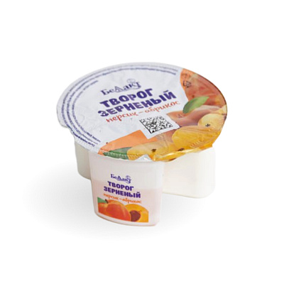 Творог зерненый с персиком и абрикосом в полимерном стакане 5% 130гр Тм Беллакт