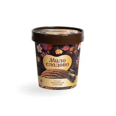 Мороженое пломбир шоколадный с бельгийским шоколадом 12 % ТМ Милосладово 285 гр
