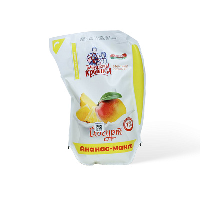 Йогурт Ананас манго 1% ТМ Бабушкина крынка 800 гр