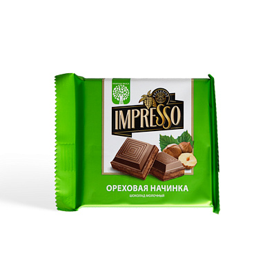 Шоколад IMPRESSO молочный с ореховой начинкой ОАО Спартак 75 гр