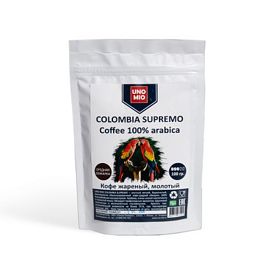 Кофе молотый средняя обжарка Uno Mio Colombia Supremo 100 гр