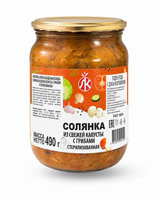 Солянка из свежей капусты с грибами Ляховичский КЗ 490 гр 