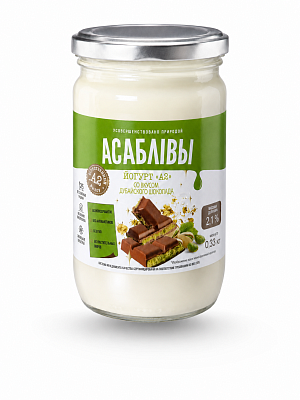 Йогурт со вкусом дубайского шоколада А2 2,1 % Тм Асаблiвы 330 гр