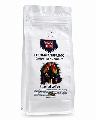Кофе в зернах средняя обжарка Uno Mio Colombia Supremo 250 гр