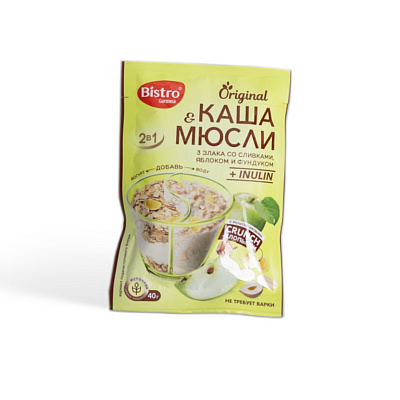 Каша и мюсли три злака со сливками , яблоком и фундуком ТМ Gurmina 40 г
