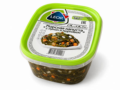 Капуста морская шинкованная маринованная с луком и морковью ТМ Леор 380 гр