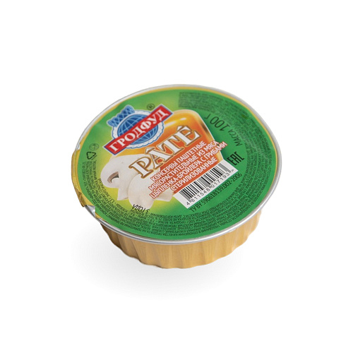 Паштет из мяса цыпленка с грибами Гродфуд 100г