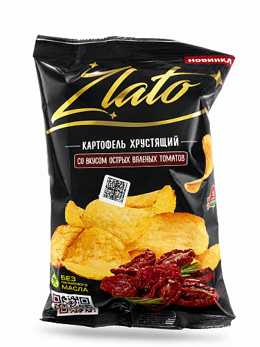 Картофель хрустящий Zlato со вкусом острых вяленых томатов Тм Мира 70 гр