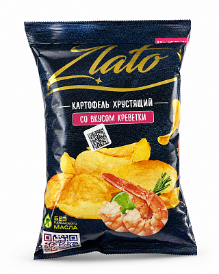 Картофель хрустящий Zlato со вкусом креветки Тм Мира 70 гр