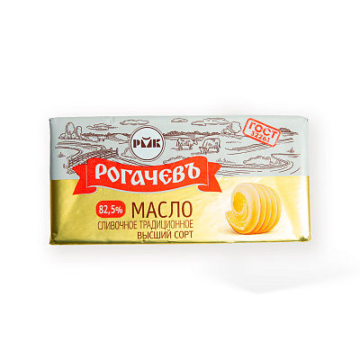 Масло сливочное Традиционное м.д.ж. 82,5% Рогачев 400гр