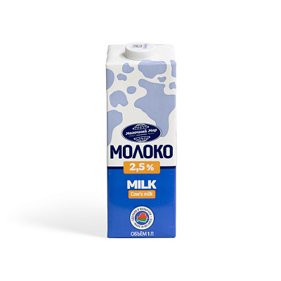 Молоко стерилизованное питьевое 2,5% ТМ Молочный Мир 1л